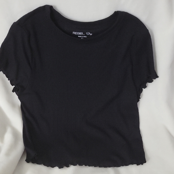 rebels Tops - Rebel Sky Black Ribbed Women's Top